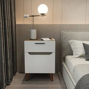 Nočný stolík Losso - White, Oak vyobraziť