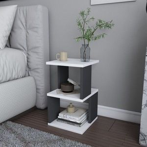 Nočný stolík Carter - White, Anthracite vyobraziť