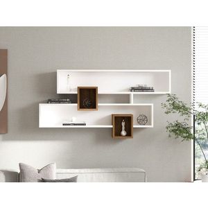 Nástenná polica Karen - Walnut, White vyobraziť