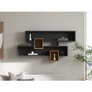 Nástenná polica Karen - Walnut, Anhtacite vyobraziť