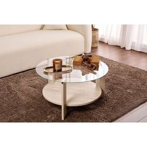 Konferenčný stolík Clara - Travertine, Transparent vyobraziť