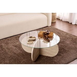 Konferenčný stolík Aeris - Travertine, Transparent vyobraziť