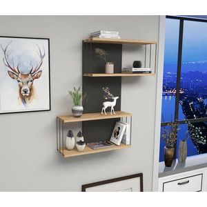 Nástenná polica Destan - Anthracite, Pine vyobraziť