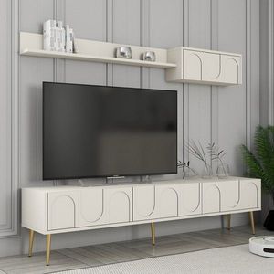 TV skrinka / Obývacia stena Lyon 2 - Cream, Gold vyobraziť