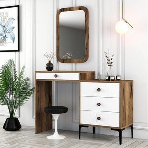 Toaletný stolík Lizbon 544 - Walnut, White vyobraziť