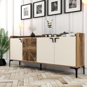 Konzolový stolík Venedik - Walnut, Cream vyobraziť