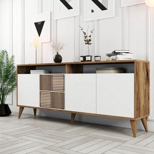 Konzolový stolík Milan - Walnut, White vyobraziť
