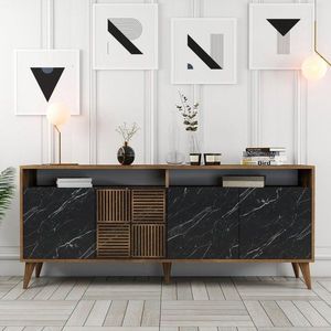 Konzolový stolík Milan - Walnut, Black Marble vyobraziť