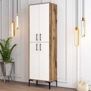 Skrinka na topánky / Botník Berlin A - Walnut, White vyobraziť