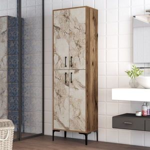 Viacúčelová skrinka Berlin A - Walnut, White Marble vyobraziť