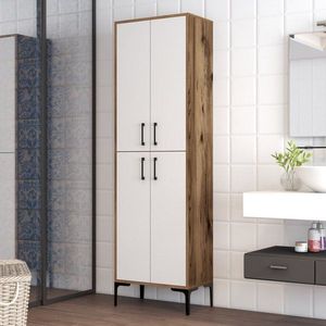 Viacúčelová skrinka Berlin A - Walnut, White vyobraziť