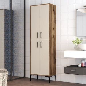 Viacúčelová skrinka Berlin A - Walnut, Cream vyobraziť