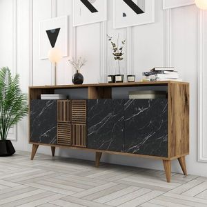 Konzolový stolík Milan 160 - Walnut, Black Marble vyobraziť