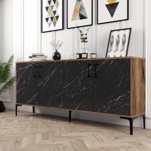 Konzolový stolík Kiev - Walnut, Black Marble vyobraziť