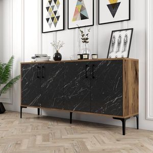 Konzolový stolík Kiev 160 - Walnut, Black Marble vyobraziť