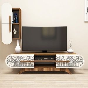 TV skrinka / Obývacia stena Defne - Walnut, Cream vyobraziť