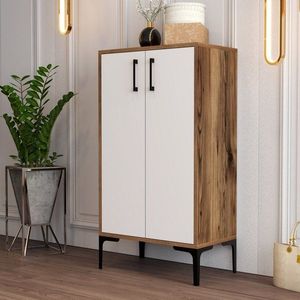 Skrinka na topánky / Botník Prag - Walnut, White vyobraziť