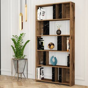 Knižnica Lima - Walnut, Black Marble vyobraziť