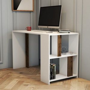 Písací stôl Lima - White, Walnut vyobraziť