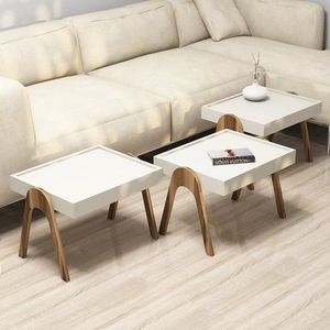 Sada odkladacích stolíkov (3 kusy) Roma - Walnut, Cream vyobraziť