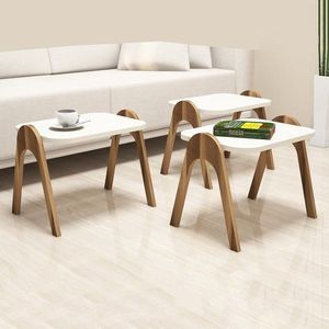 Sada odkladacích stolíkov (3 kusy) Paris - Walnut, Cream vyobraziť