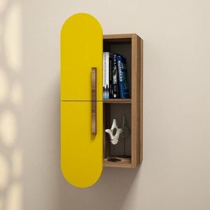 Nástenná polica Rose - Walnut, Yellow vyobraziť