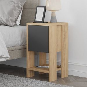 Nočný stolík Ema - Oak, Anthracite vyobraziť