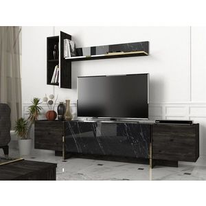 TV skrinka / Obývacia stena Veyron - Black, Gold vyobraziť
