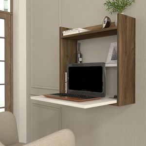 Písací stôl Laptop - White, Walnut vyobraziť