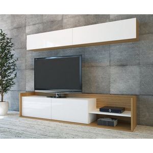 TV skrinka / Obývacia stena Kale - Teak, White vyobraziť