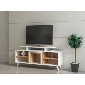 TV skrinka / Obývacia stena Kutay - White, Teak vyobraziť