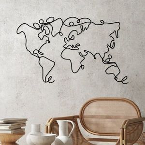 Dekoratívny kovový doplnok na stenu World Map vyobraziť