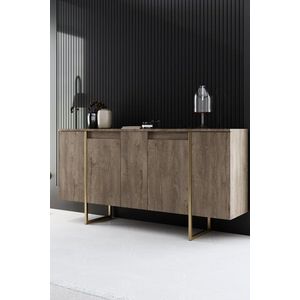 Konzolový stolík Luxe - Walnut, Gold vyobraziť