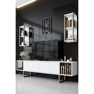 TV skrinka / Obývacia stena Gold Line - White, Black vyobraziť