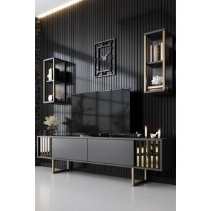 TV skrinka / Obývacia stena Gold Line - Anthracite, Black vyobraziť