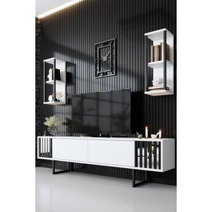 TV skrinka / Obývacia stena Chrome Line - White, Black vyobraziť