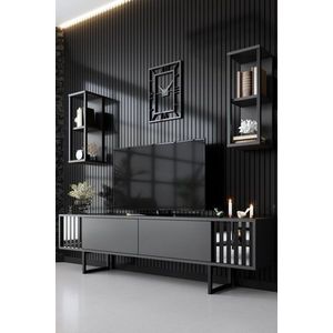 TV skrinka / Obývacia stena Chrome Line - Anthracite, Black vyobraziť