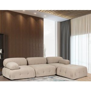 Rohová sedacia súprava / Rohová pohovka Doblo 3 Seater with Pouffe ( L1-O1-1R-Pouffe) - Peach vyobraziť