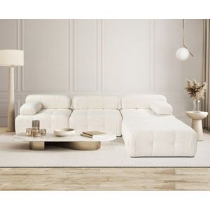 Rohová sedacia súprava / Rohová pohovka Doblo 3 Seater with Pouffe ( L1-O1-1R-Pouffe) - Cream vyobraziť