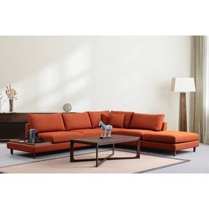 Rohová sedacia súprava / Rohová pohovka New Tulip With Pouf - Orange vyobraziť