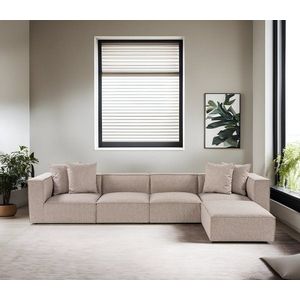 Rohová sedacia súprava / Rohová pohovka Sora (L1-O1-O1-1R-POUFFE ) - Sand Beige vyobraziť