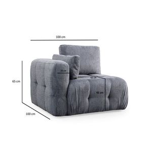 Kreslo / Jednomiestna pohovka Amaris L1 - Grey vyobraziť