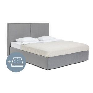 Sivá čalúnená dvojlôžková posteľ s úložným priestorom s matracom/s roštom 180x200 cm Thessa Bold – Bonami Selection vyobraziť