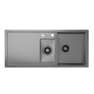 Klarstein TitanSteel kuchynský drez s odkvapkávačom, 100 x 45 cm, 2 umývadlá, nehrdzavejúca oceľ, odolný voči teplu vyobraziť