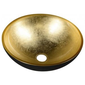 SAPHO - MURANO BLACK-GOLD sklenené umývadlo na dosku, priemer 40cm, zlata/čierna AL5318-77 vyobraziť