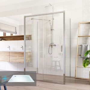 MEREO Mereo Sprchový set: LIMA, obdĺžnik, 100x120x100x190 cm, chróm ALU, sklo Číre vr. vaničky liaty mramor CK85543KM vyobraziť