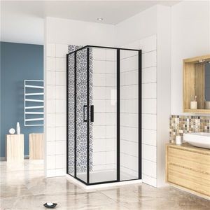 H K - Štvorcový sprchovací kút BLACK SAFIR R22, 120x120, s dvomi jednokrídlovými dverami s pevnou stenou, rohový vstup SE-BLACKSAFIRR22 vyobraziť