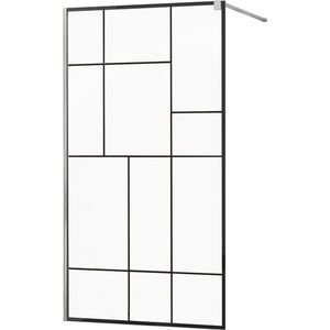 MEXEN/S - KIOTO Sprchová zástena WALK-IN 100x200 cm 8 mm, chróm, čierny vzor 2 800-100-101-01-78 vyobraziť