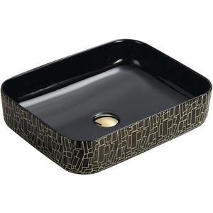MEXEN - Lorita umývadlo na dosku 51x39 cm čierna s dekorem 22135163 vyobraziť