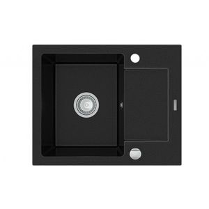 MEXEN - Enzo granitový drez 1-misa drez s vypúšťaním krátky odkvapkávač 576x465 mm, čierna 6506571005-77 vyobraziť